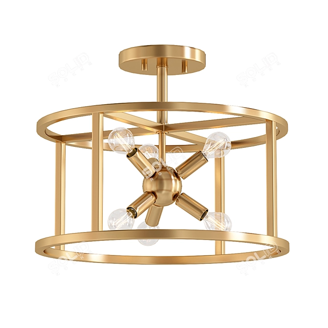 Possini Euro Clarice 16 - Elegant Warm Brass Ceiling Light 3D model image 1