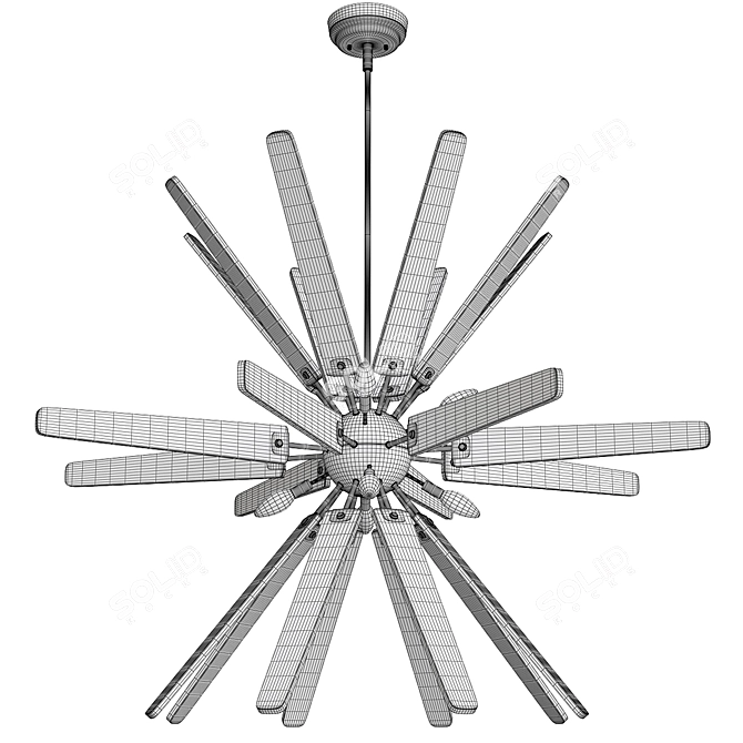 Antique Black Wood Chandelier 3D model image 2