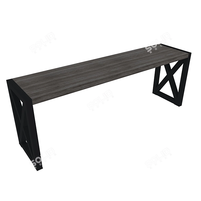 Industrial Metal Bench: Minimalistic Loft Seating 3D model image 1