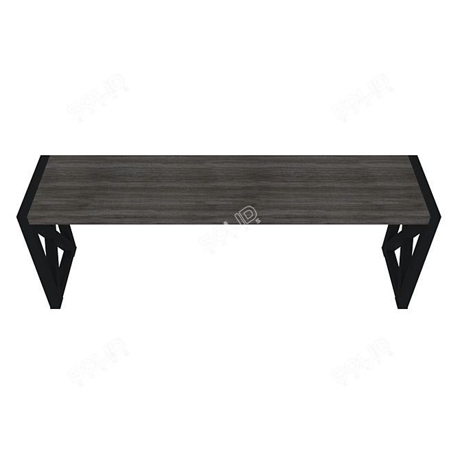 Industrial Metal Bench: Minimalistic Loft Seating 3D model image 2