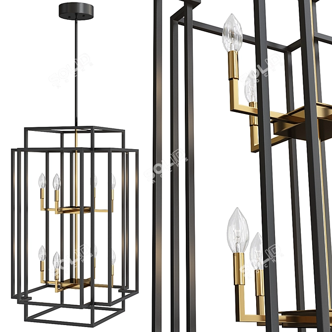 Rustic Lantern Pendant for Kitchen 3D model image 1