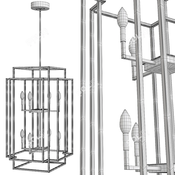 Rustic Lantern Pendant for Kitchen 3D model image 2