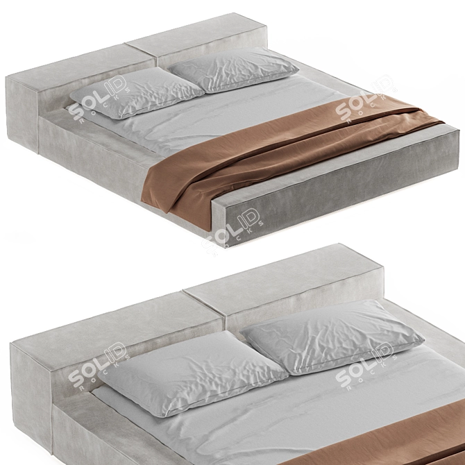 Luxurious Extrasoft Bed by Living Divani 3D model image 2