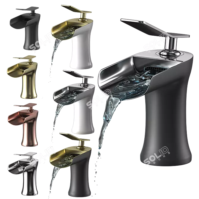 Elegant Waterfall Basin Faucet 3D model image 1