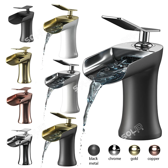 Elegant Waterfall Basin Faucet 3D model image 2