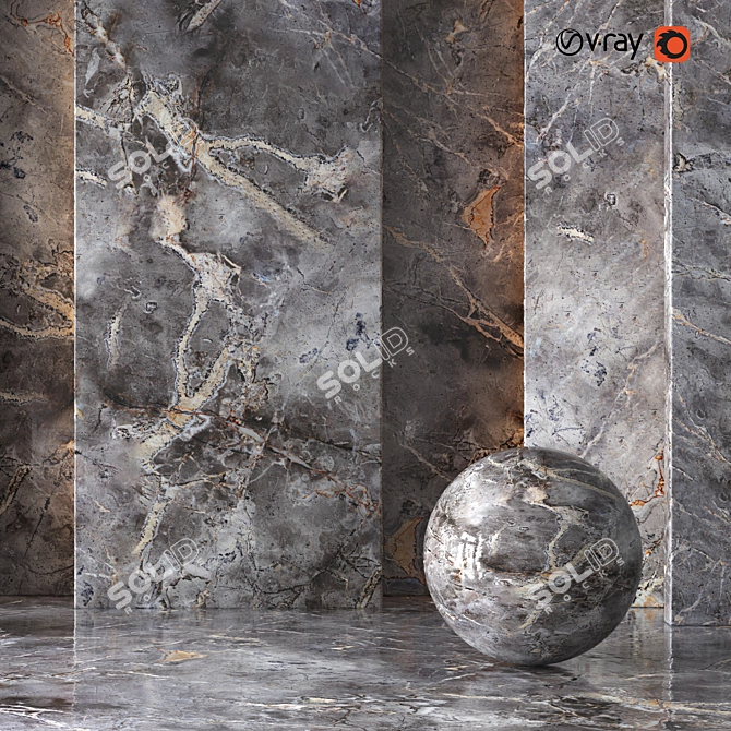 Luxury Gray Marble: Seamless Tileable Texture 3D model image 1