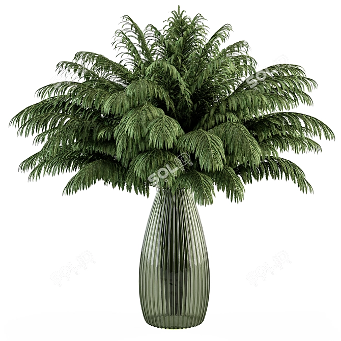 Fresh Fern Greenery | Glass Vase 3D model image 1