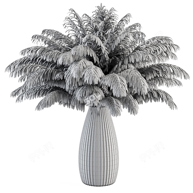 Fresh Fern Greenery | Glass Vase 3D model image 3