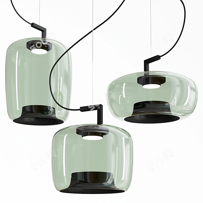 Brokis Double: LED Blown Glass Pendant 3D model image 1