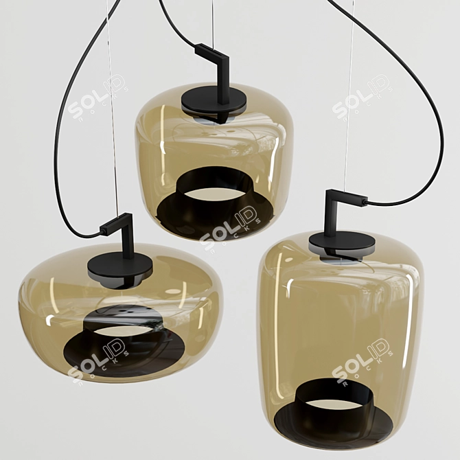 Brokis Double: LED Blown Glass Pendant 3D model image 2