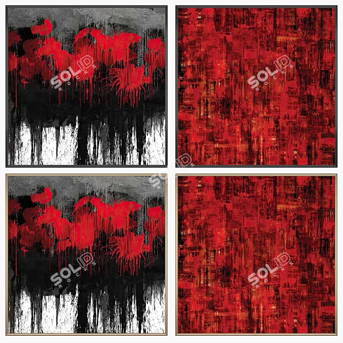 Elegant Art Set: 2 Paintings with 4 Frame Options 3D model image 2