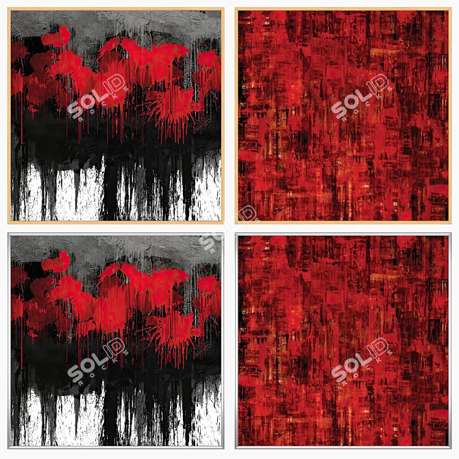 Elegant Art Set: 2 Paintings with 4 Frame Options 3D model image 3