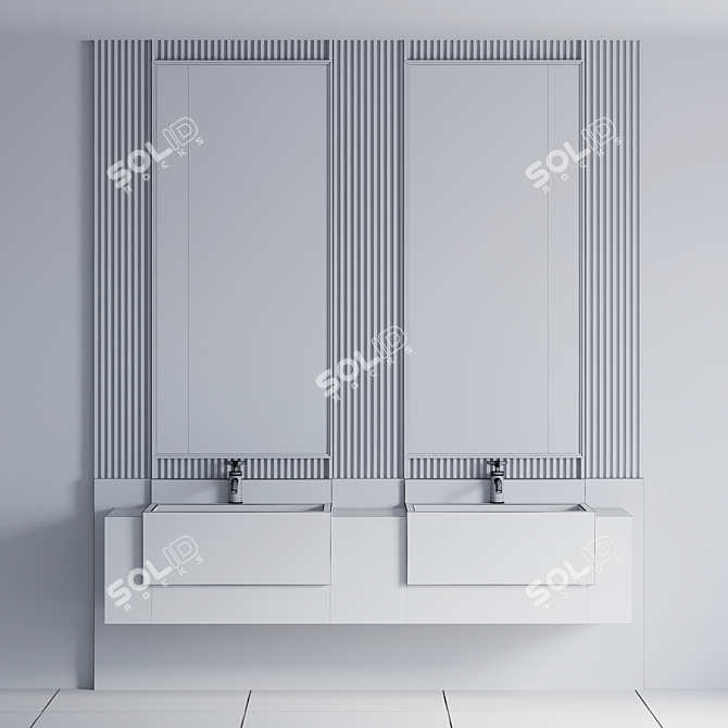 Modern Bathroom Furniture Set 3D model image 4