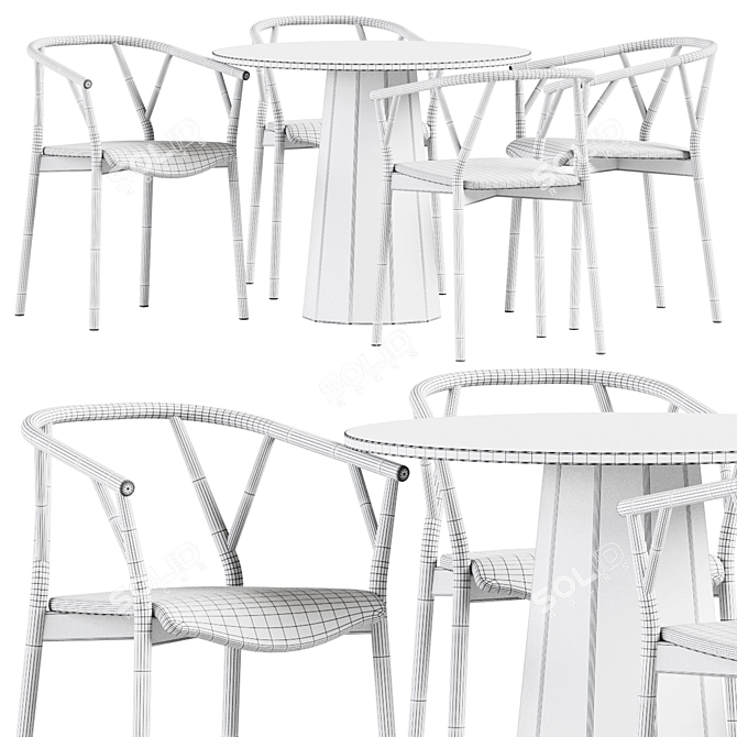 Stylish Dining Set: Dix Table & Valerie Armrest 3D model image 3