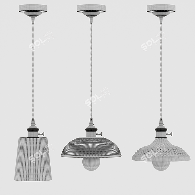 Rustic Glass Pendant Lights: Vintage Charm 3D model image 5