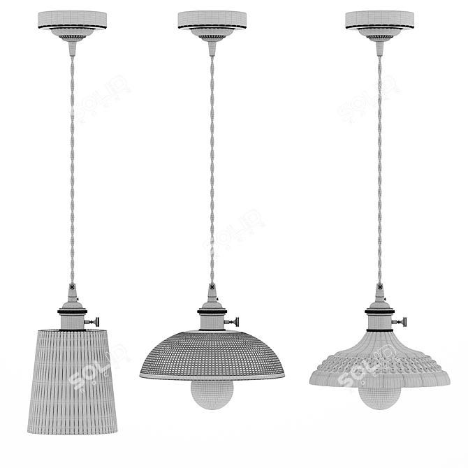 Rustic Glass Pendant Lights: Vintage Charm 3D model image 10