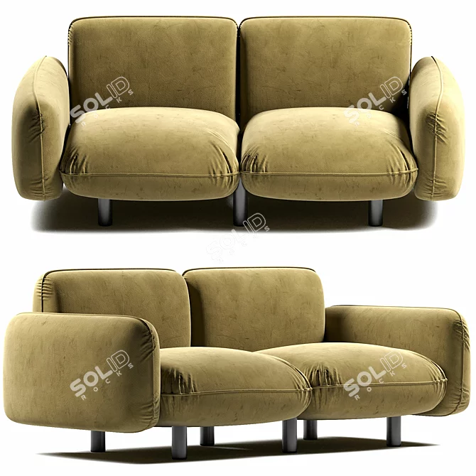 Luxury BEAN Velvet Sofa 3D model image 1