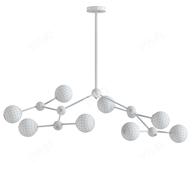 Modern Birmingham 8-Light Linear Chandelier 3D model image 2