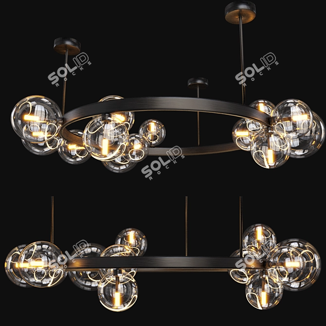 Modern Black Iona Ring Lamp 3D model image 2