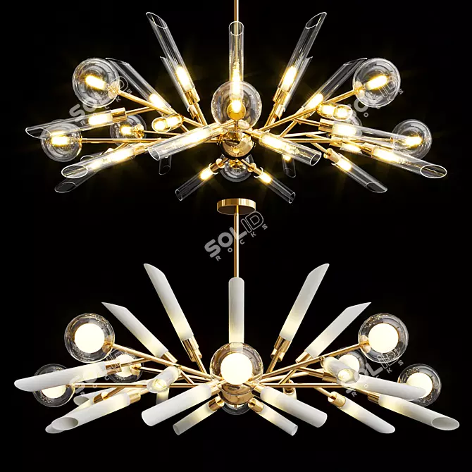 Luxury Glass Ball LED Chandelier 3D model image 1