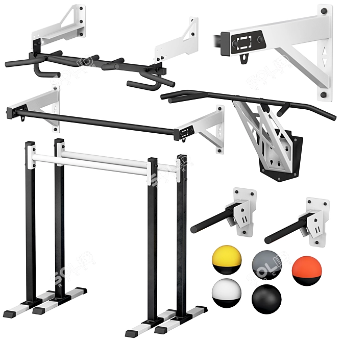 HOMFIT Home Gym Set - Bars & Paralets 3D model image 2