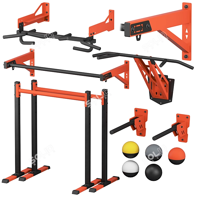 HOMFIT Home Gym Set - Bars & Paralets 3D model image 3