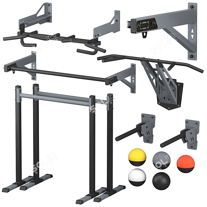 HOMFIT Home Gym Set - Bars & Paralets 3D model image 5