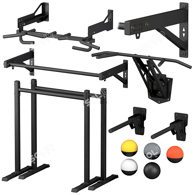 HOMFIT Home Gym Set - Bars & Paralets 3D model image 6