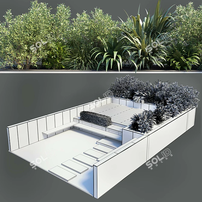 Urban Green Bench: Modern Outdoor Furniture 3D model image 5