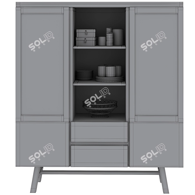 Brooklyn Cabinet: Stylish Storage with a Touch of Rustic Charm 3D model image 7