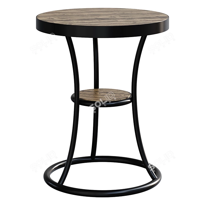 Rustic Reclaimed Wood Round End Table 3D model image 1