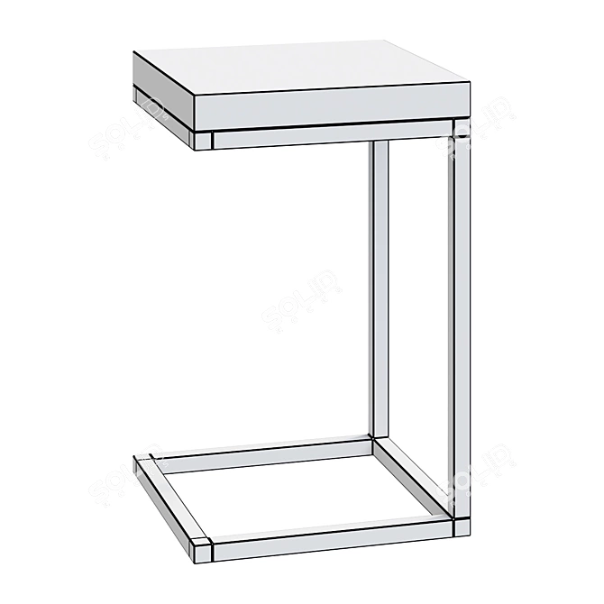 Sleek Concrete Iron C-Table 3D model image 2