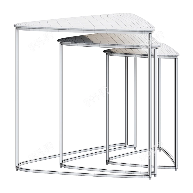 Elegant Nesting Metal End Tables 3D model image 2