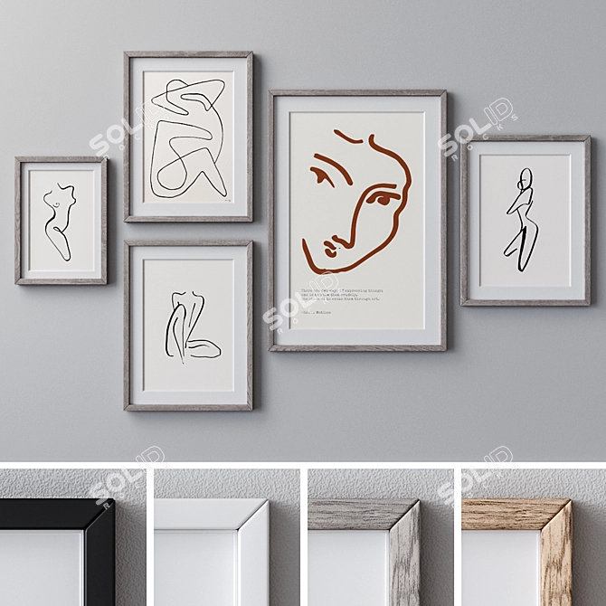 Elegant Frame Set with Various Sizes and Colors 3D model image 1