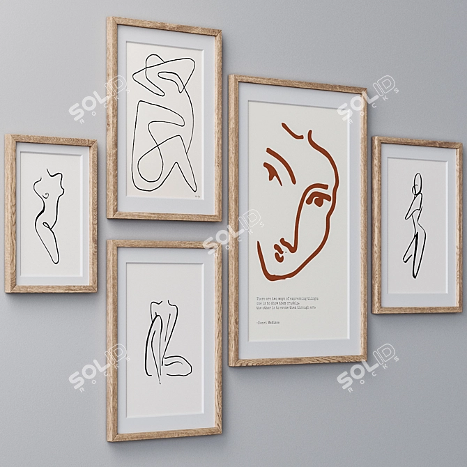 Elegant Frame Set with Various Sizes and Colors 3D model image 2