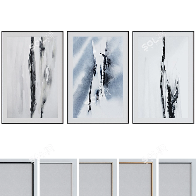 Modern Abstract Frame Set - Set of 3 Frames 3D model image 1