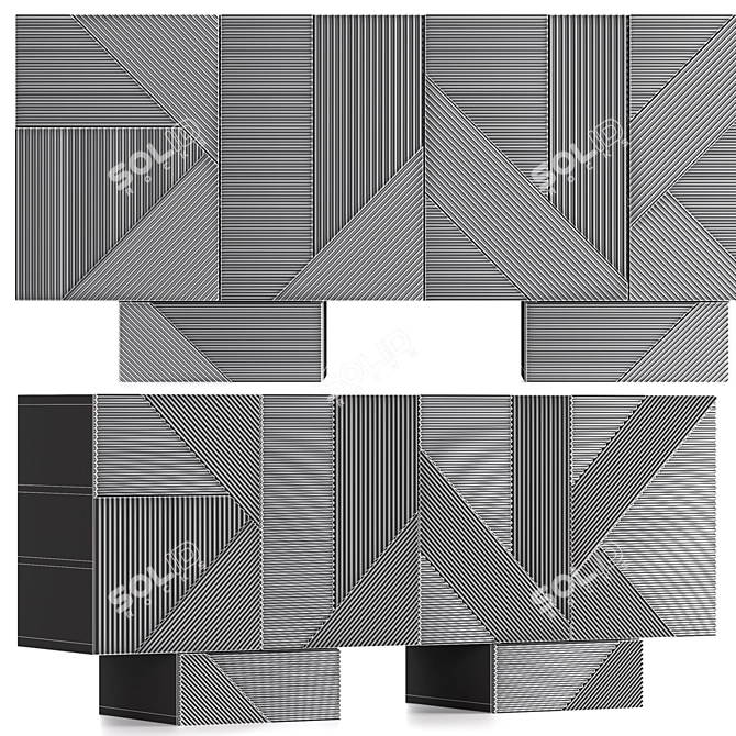 Emmemobili Stripes MA22: Stylish Striped Chest of Drawers 3D model image 5