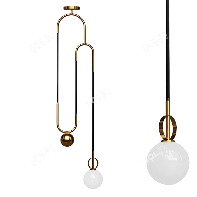 Deco Brass Pulley Pendant Light 3D model image 1