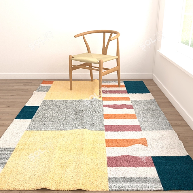 Versatile Set of 6 Rugs with Multiple Textures 3D model image 2
