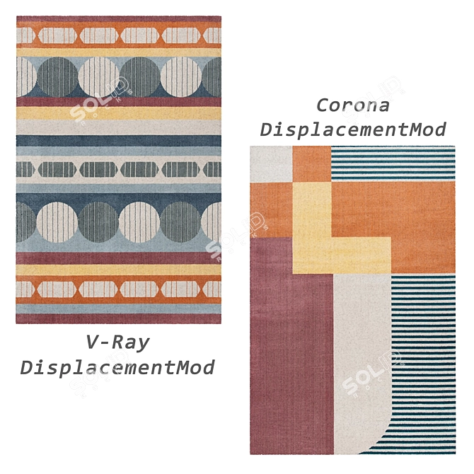 Versatile Set of 6 Rugs with Multiple Textures 3D model image 4