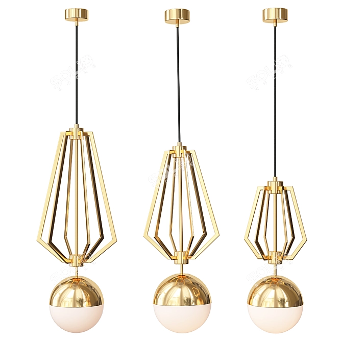 Scandi Gold Pendant Lamp: Minimalistic Elegance 3D model image 2