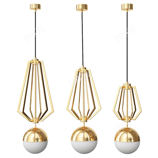 Scandi Gold Pendant Lamp: Minimalistic Elegance 3D model image 3