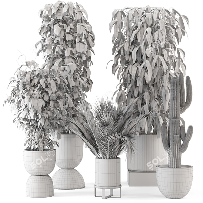 Modern Indoor Plants in Ferm Living Bau Pot Set 3D model image 7