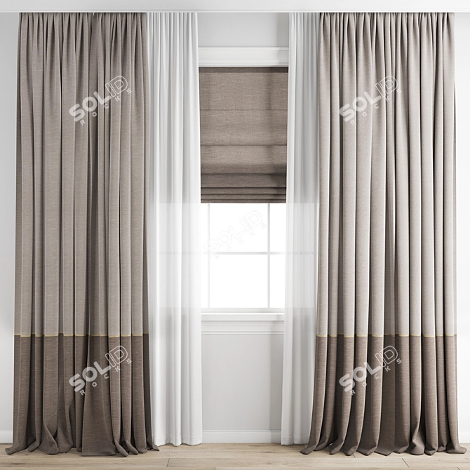 Premium Polygonal Curtain Model 3D model image 1