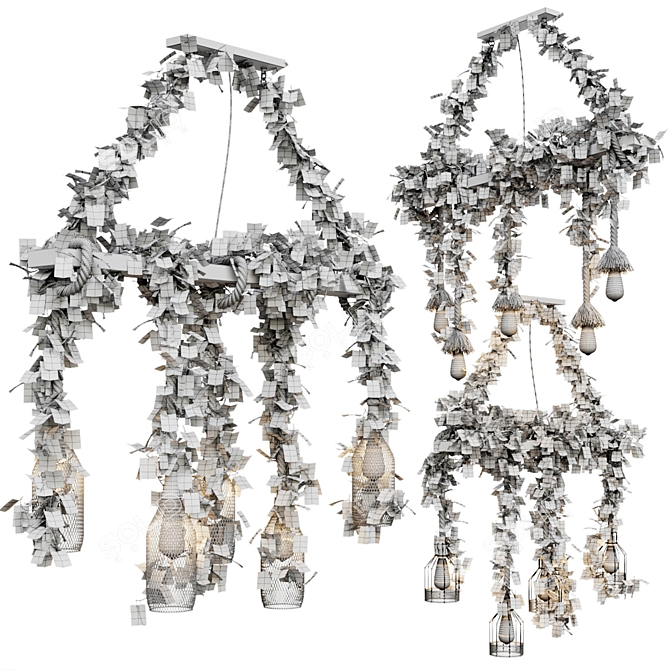 Industrial Rope Island Chandelier 3D model image 5