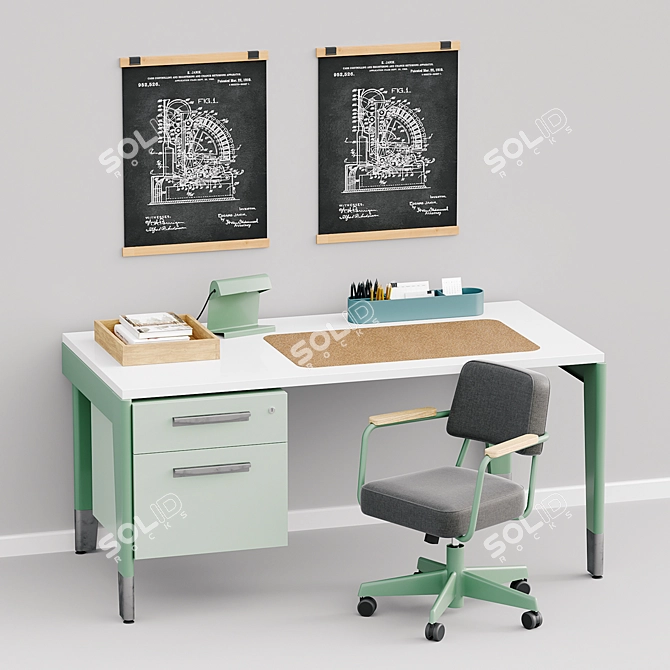 Prouvé Office Chair: Vitra & G-Star Collaboration 3D model image 1