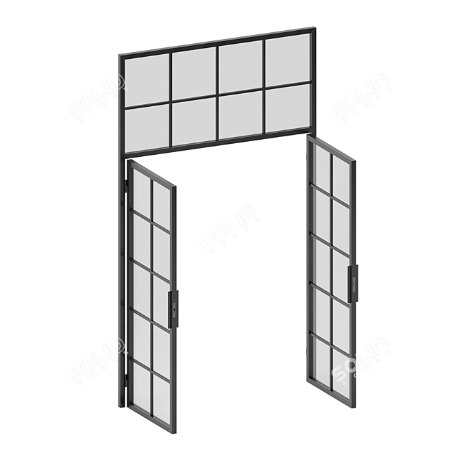 Elegant Glass Door Partition 3D model image 2