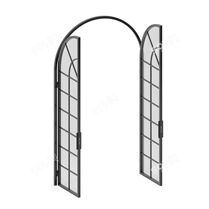 Elegant Glass Door Partition 3D model image 5