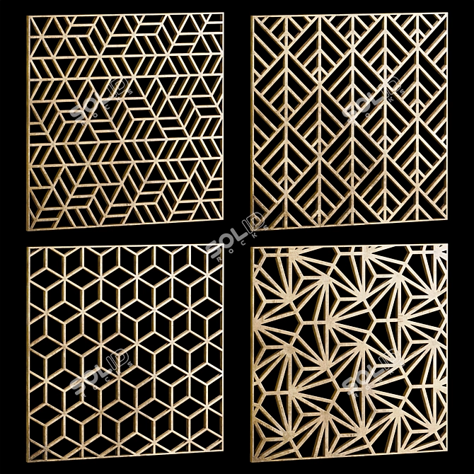 Square Decor Panels Set: Elegant and Versatile 3D model image 6