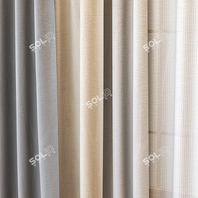 Sleek 4K Textured Minimalistic Curtain 3D model image 2